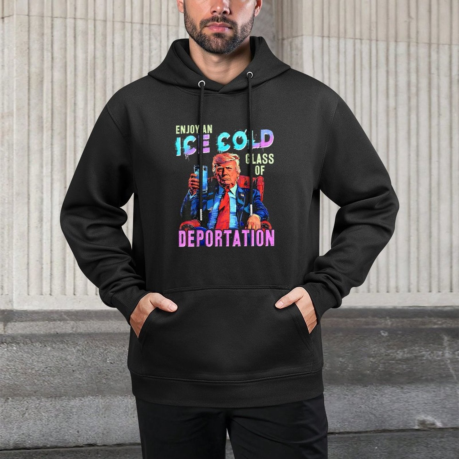 ICE Enjoy An Ice Cold Glass Of Deportation Cotton-Polyester Blend Hoodie