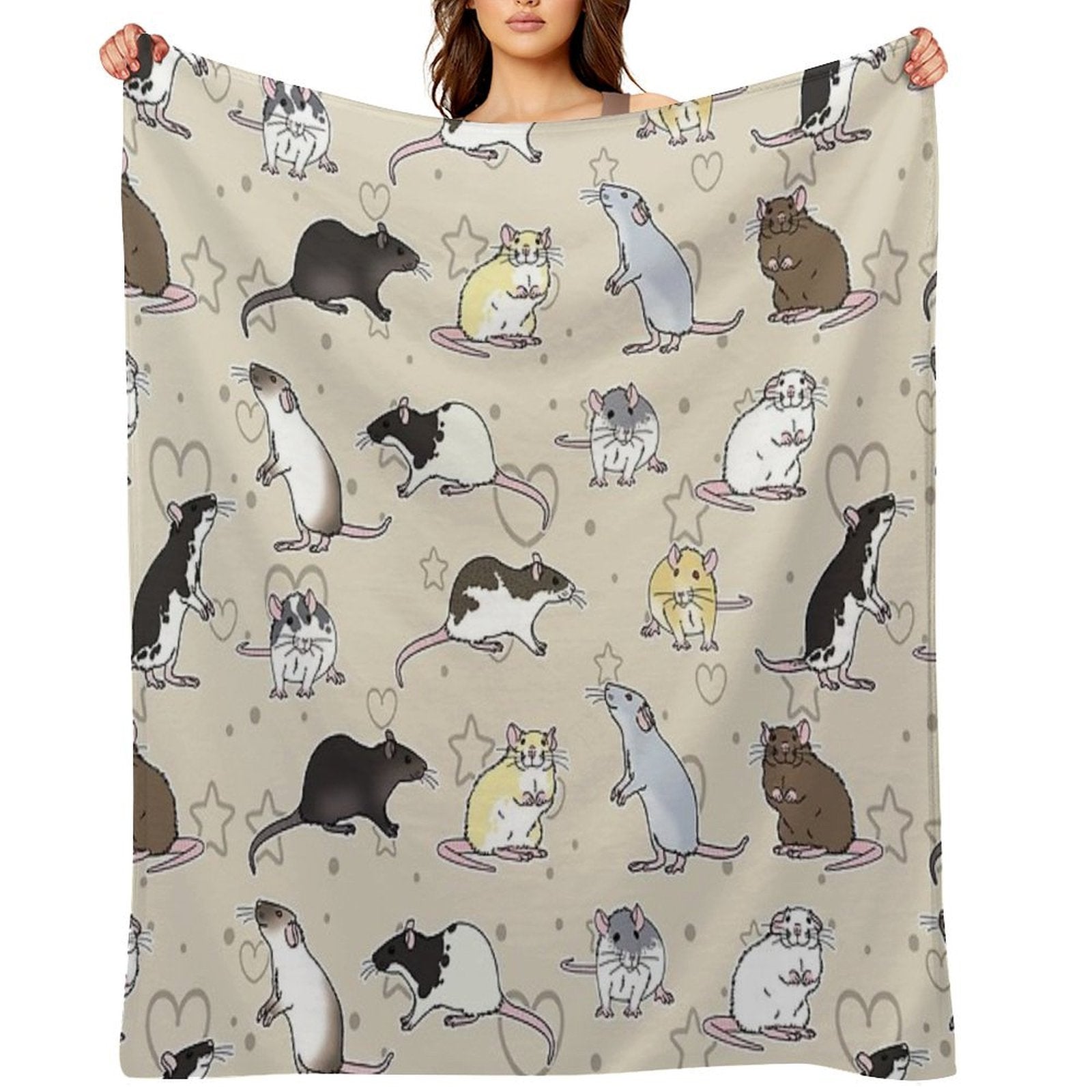 Fancy Rats Pattern Simple But Cute Gift-ready Throw Blanket