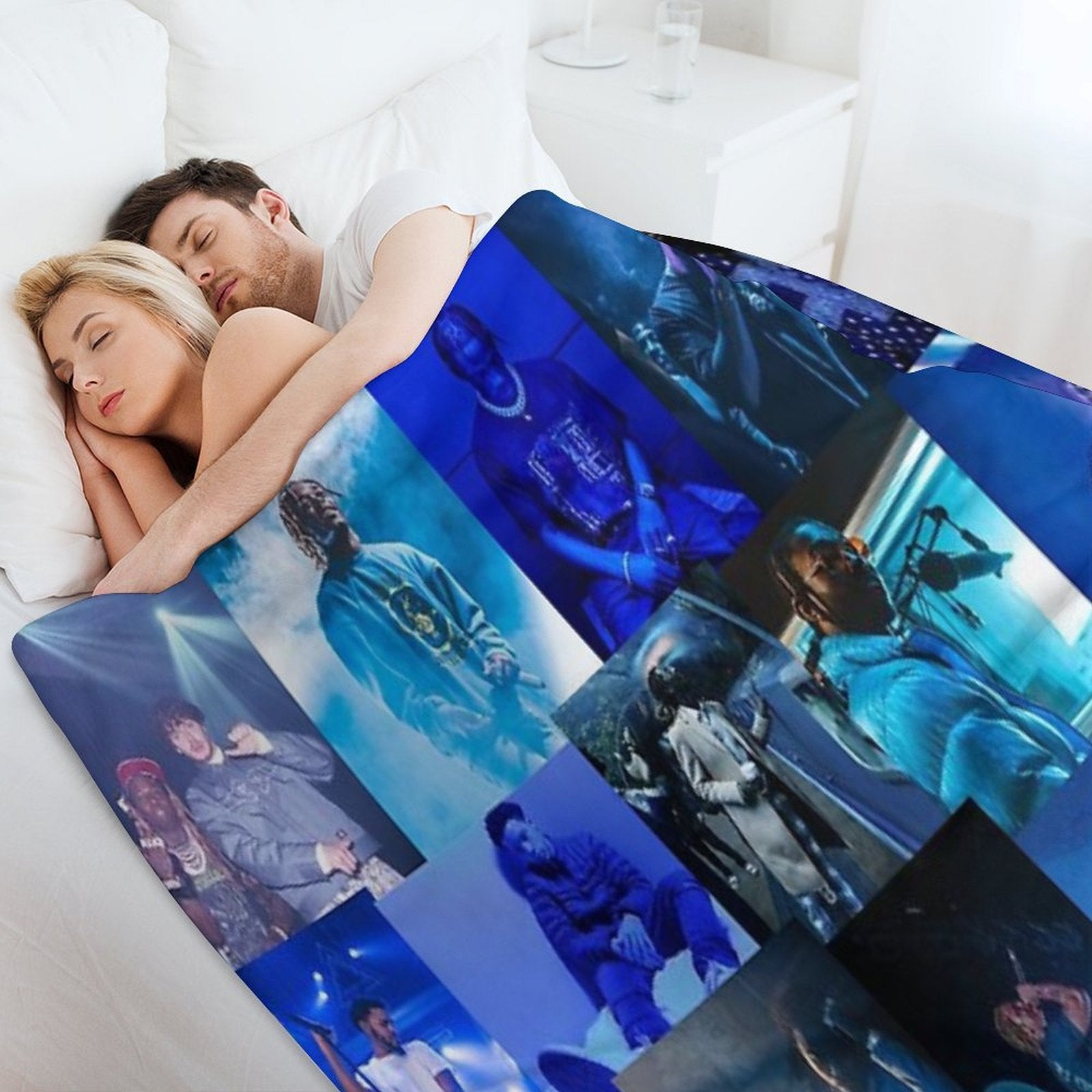 Blue Rap Collage Machine-washable Throw Blanket