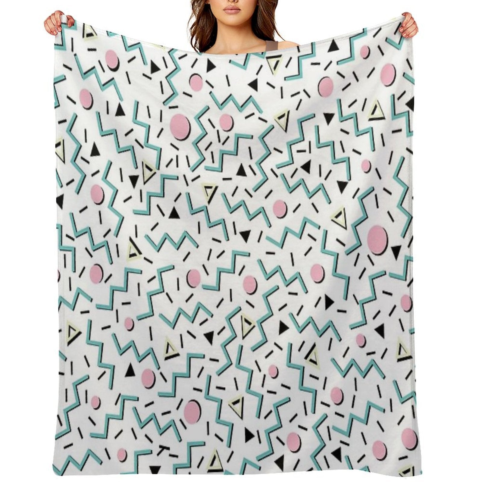 Back to The 80's Eighties, Funky Memphis Pattern Design All-season Throw Blanket