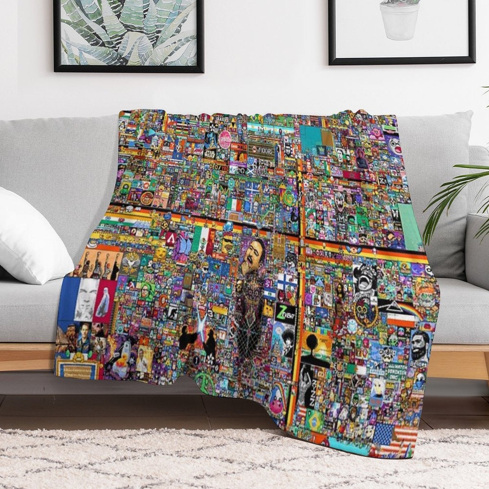 RPlace Artwork 2022 10K Resolution Morning of April 4th. Multi-functional Throw Blanket