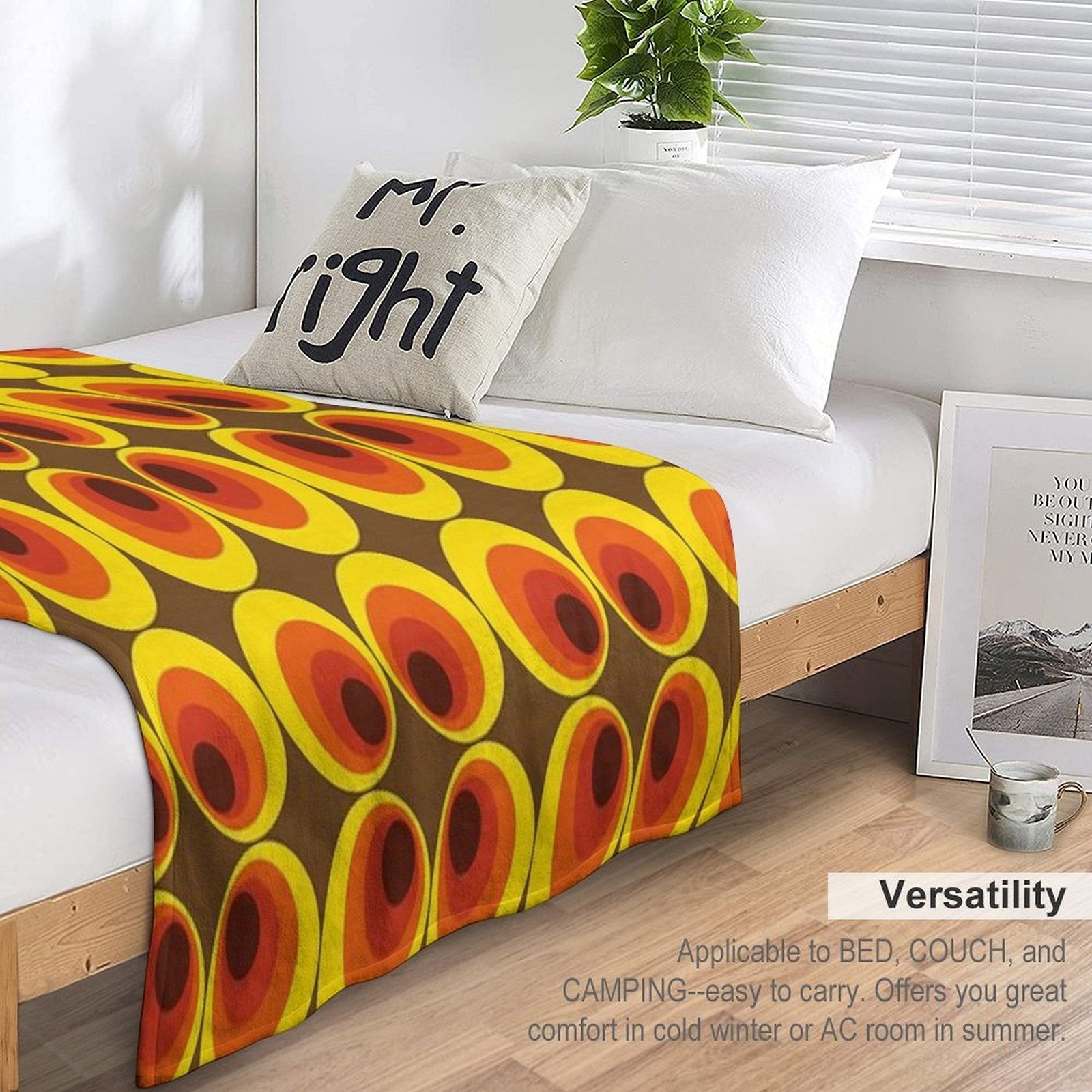 70s, 80s Funky Vintage Circle Pattern Versatility Throw Blanket