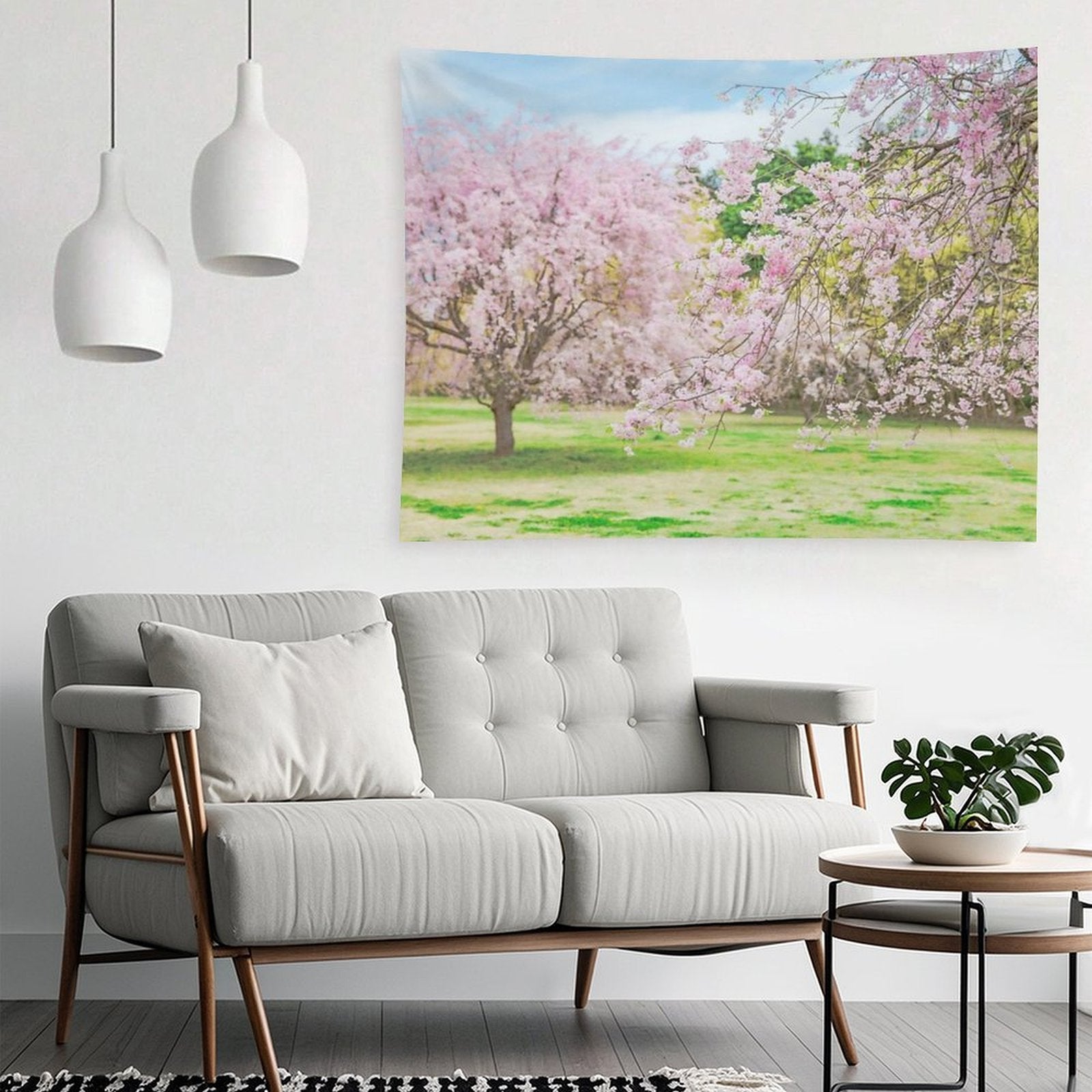 Cherry Blossoms Blooming in A Fantastic Garden Tapestry