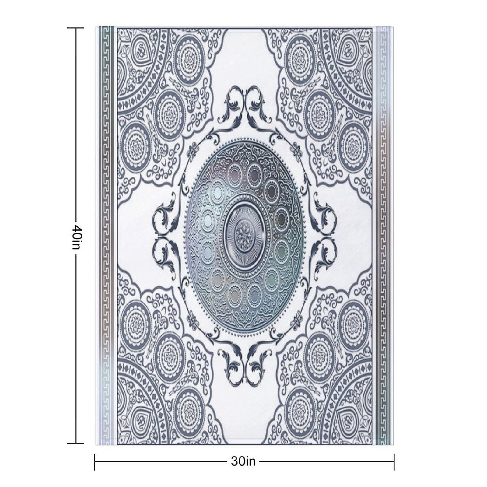 Ornate Baroque Metallic Blue Greek Meander Quick-dry Throw Blanket