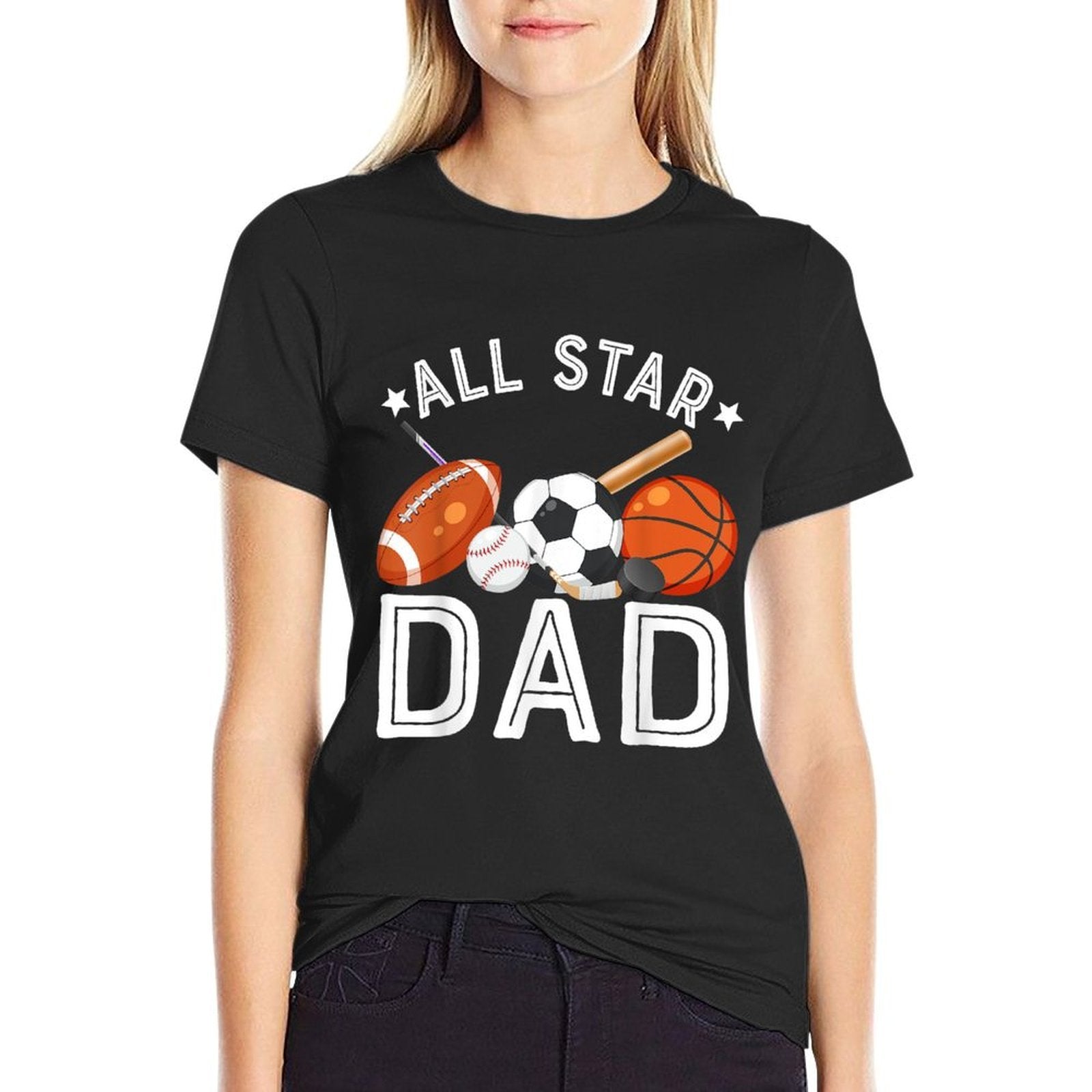 All Star DAD Of The Birthday Boy Basketball Soccer Sport  High-quality Stitching T-Shirt