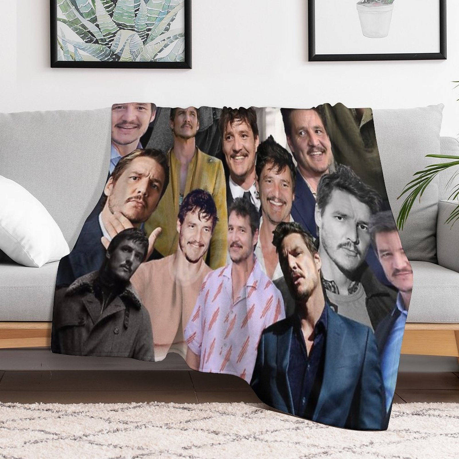 Pedro Pascal Photo Collage Eco-conscious Throw Blanket