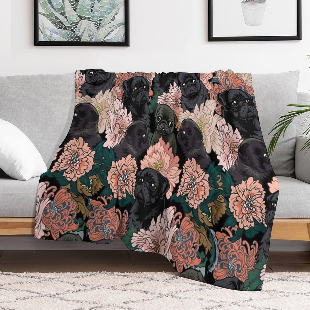 Because Black Pug Sustainable Throw Blanket