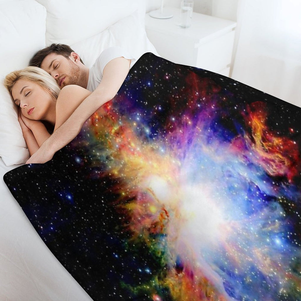 Galaxy Dark & Colorful Orion Nebula Easy Care Throw Blanket