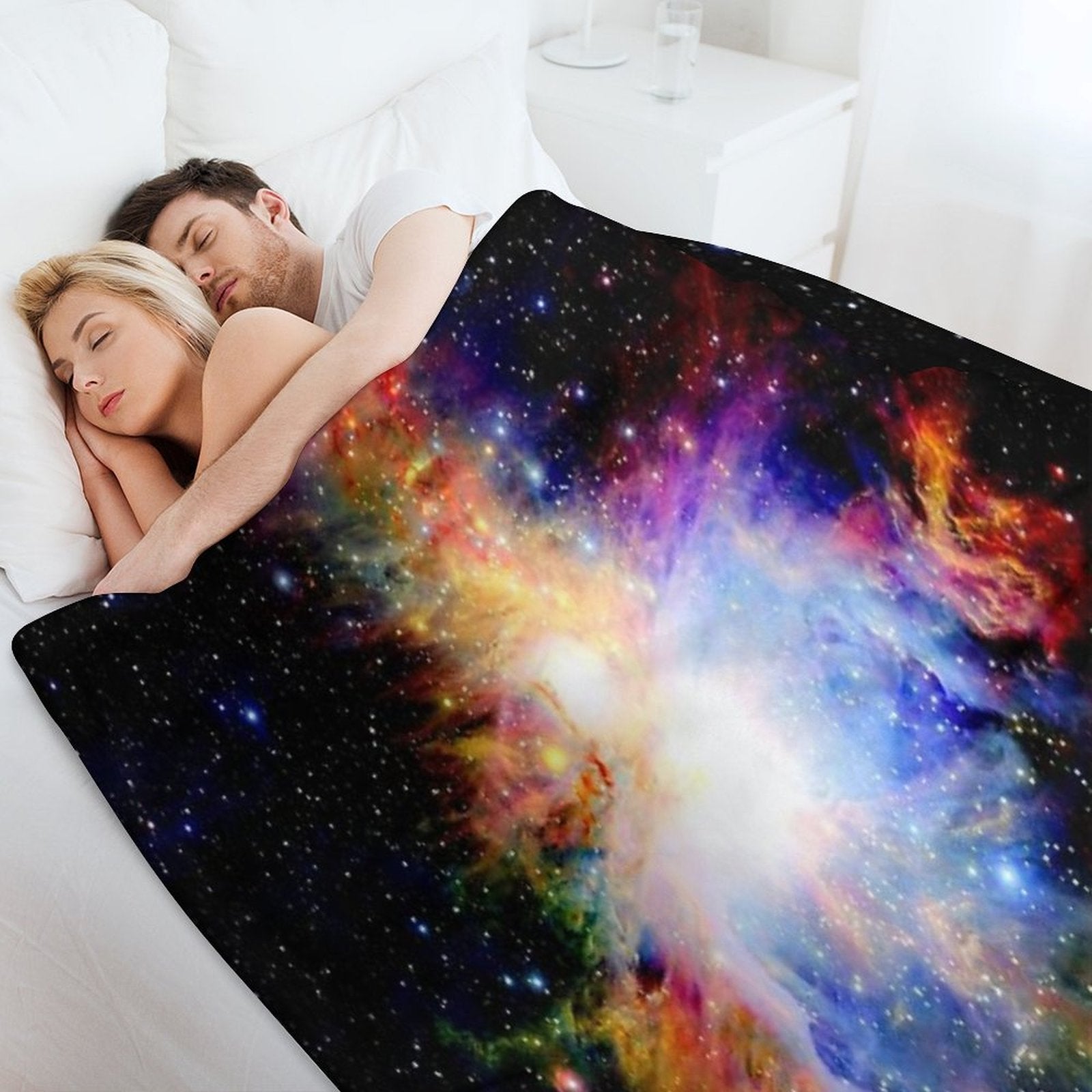 Galaxy Dark & Colorful Orion Nebula Easy Care Throw Blanket