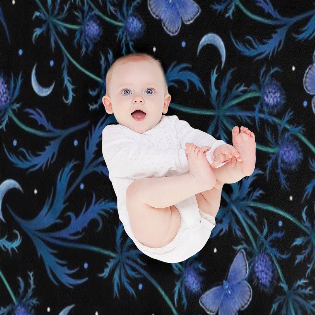 Blue Thistle Pattern Quick-dry Throw Blanket