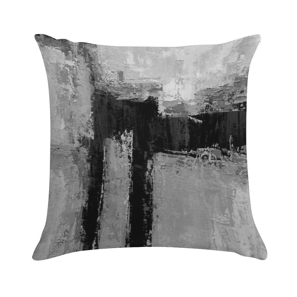 Gray Black Abstract Soft Anti-Pilling Throw Pillow