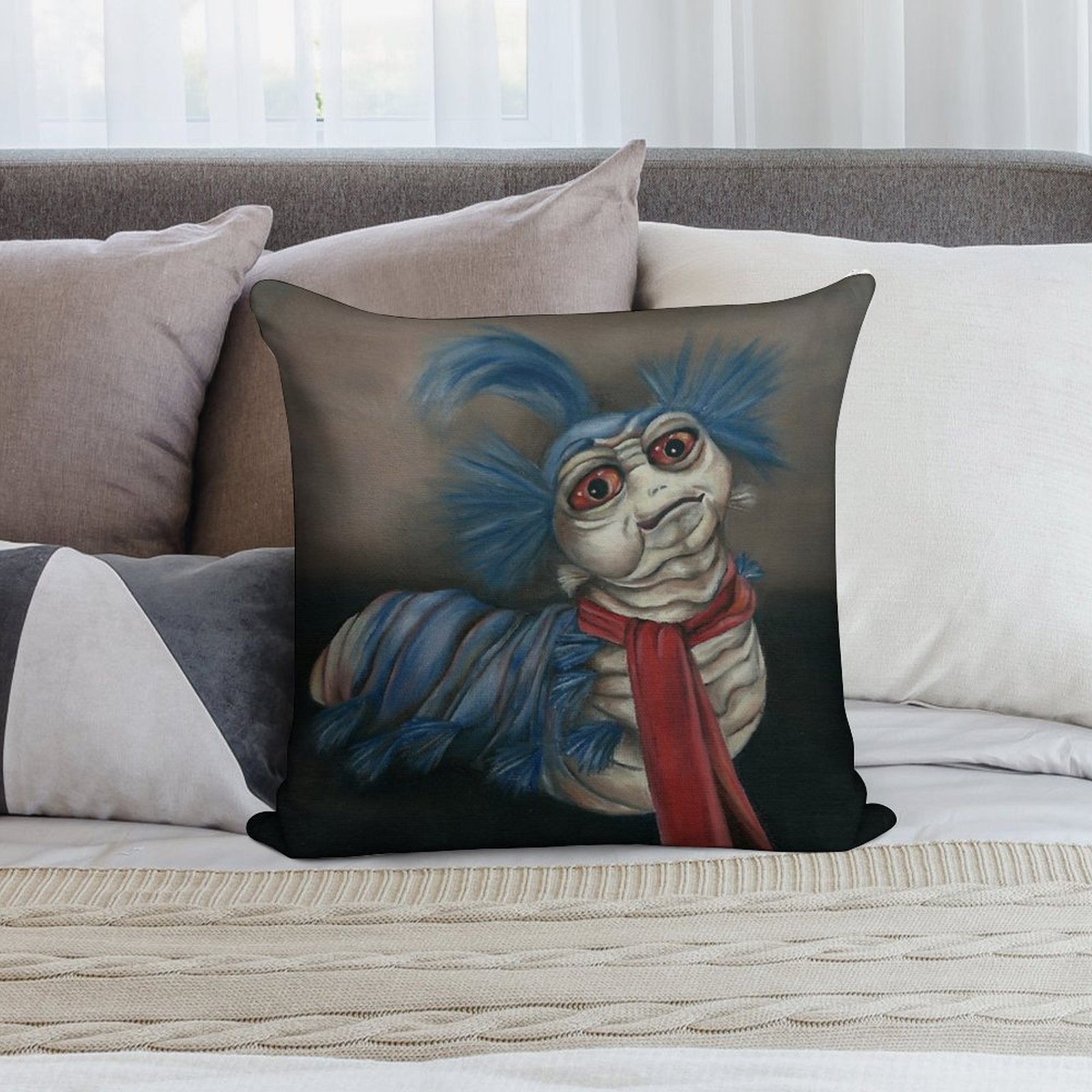 Labyrinth Worm - Oil Painting Soft Washable Throw Pillow