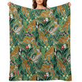 Dancing Jaguar Jungle - Green All-season Throw Blanket