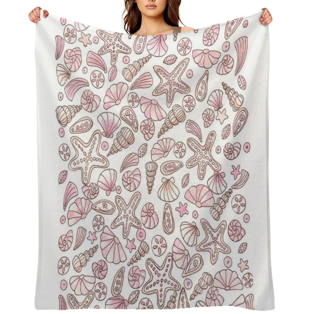 Millennial Pink Seashells Quick-dry Throw Blanket