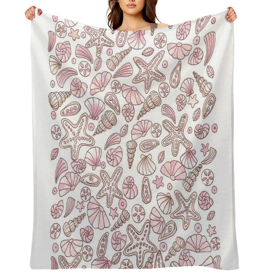 Millennial Pink Seashells Quick-dry Throw Blanket