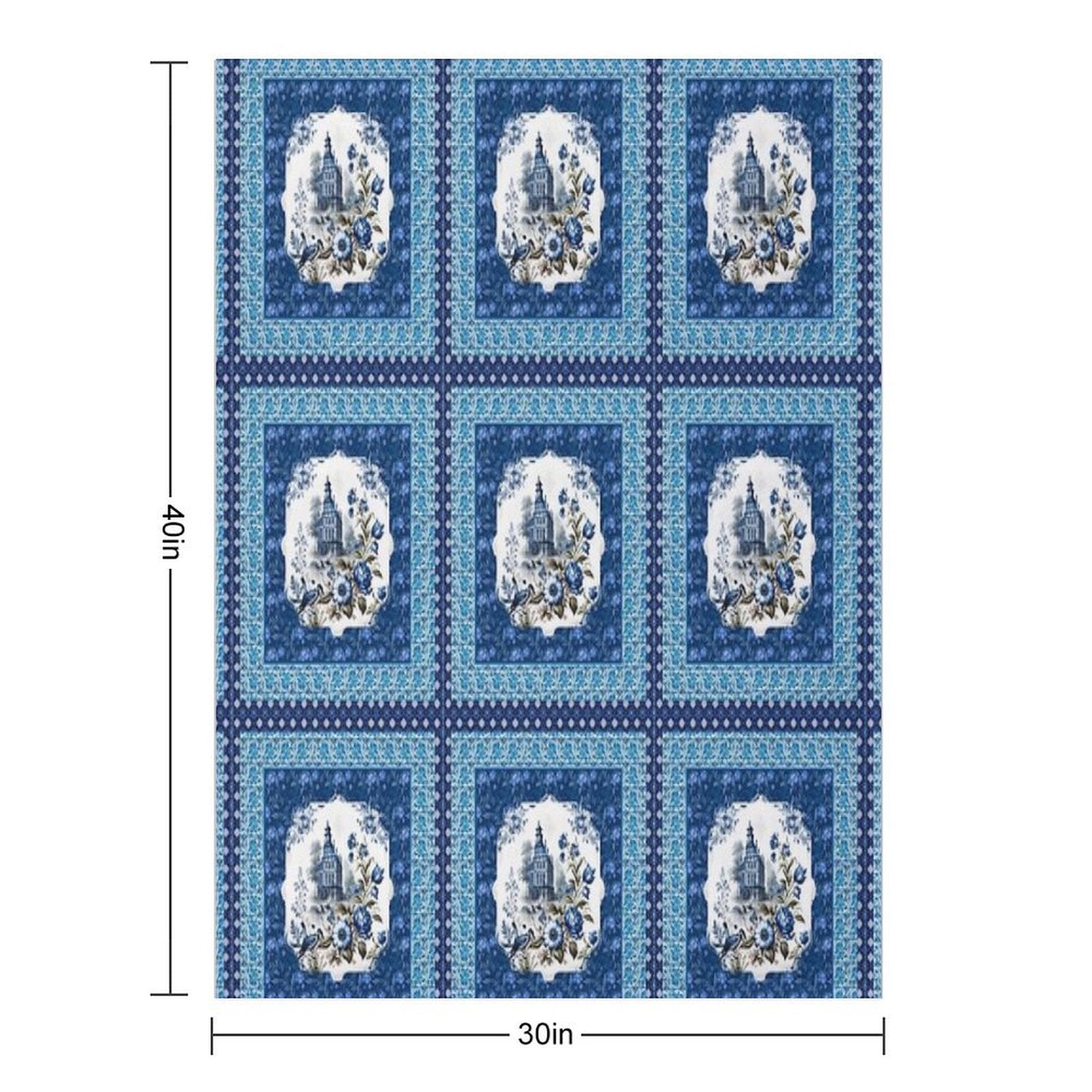 Elegant Floral Chinoiserie Blue And Turquoise Tile Eco-conscious Throw Blanket