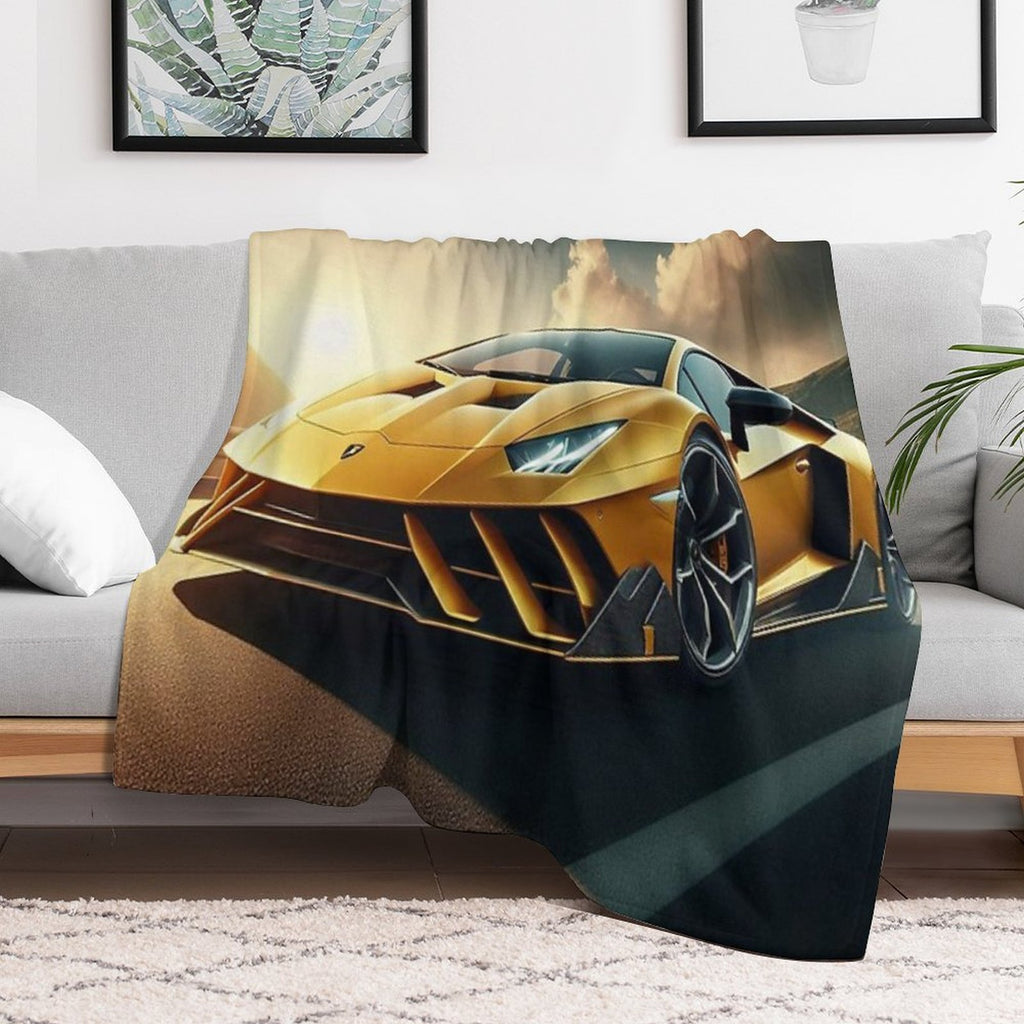 Lamborghini Sports Car on A Stunning Road Comfort Throw Blanket