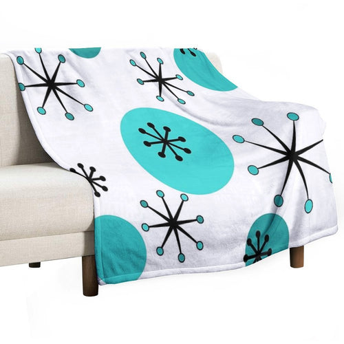 Atomic Era Starbursts Turquoise Velvety-soft Throw Blanket