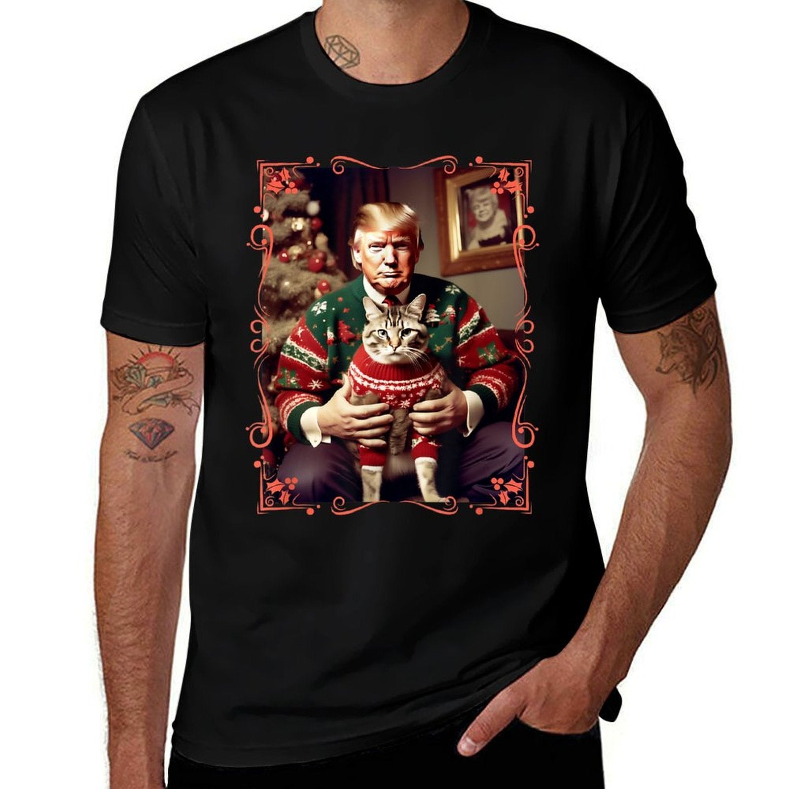Cats Lives Matter Funny Trump Ugly Christmas Cat Lover for Men Women  Soft T-Shirt