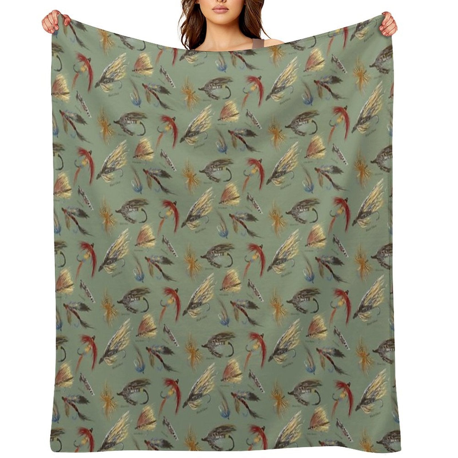 Fly Fishing with Hand Tied Flies! Multi-functional Throw Blanket