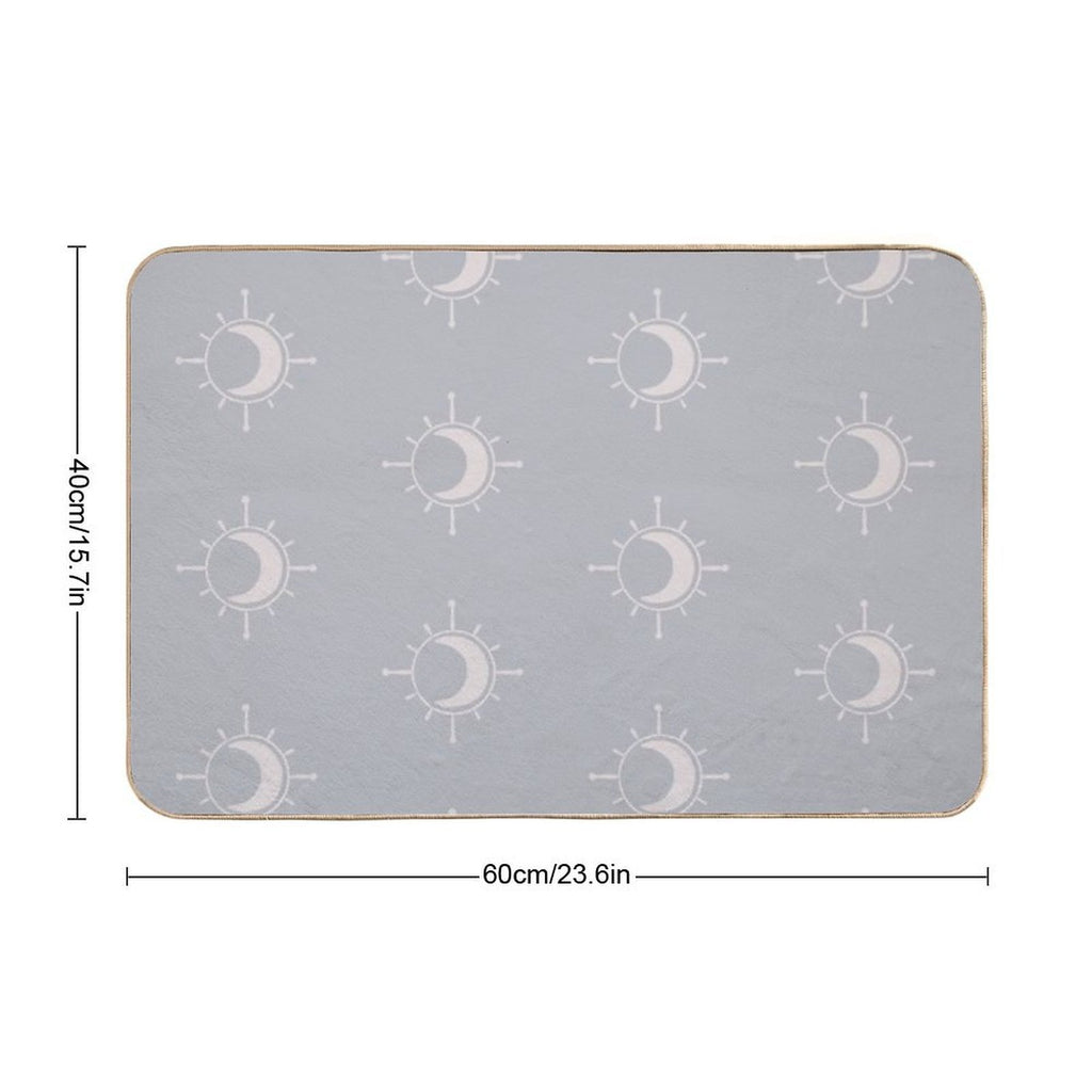 Cosmic Sun And Moon Design Soft Aesthetic In Muted Colors Stone Blue  Anti-Trip Bath Mat