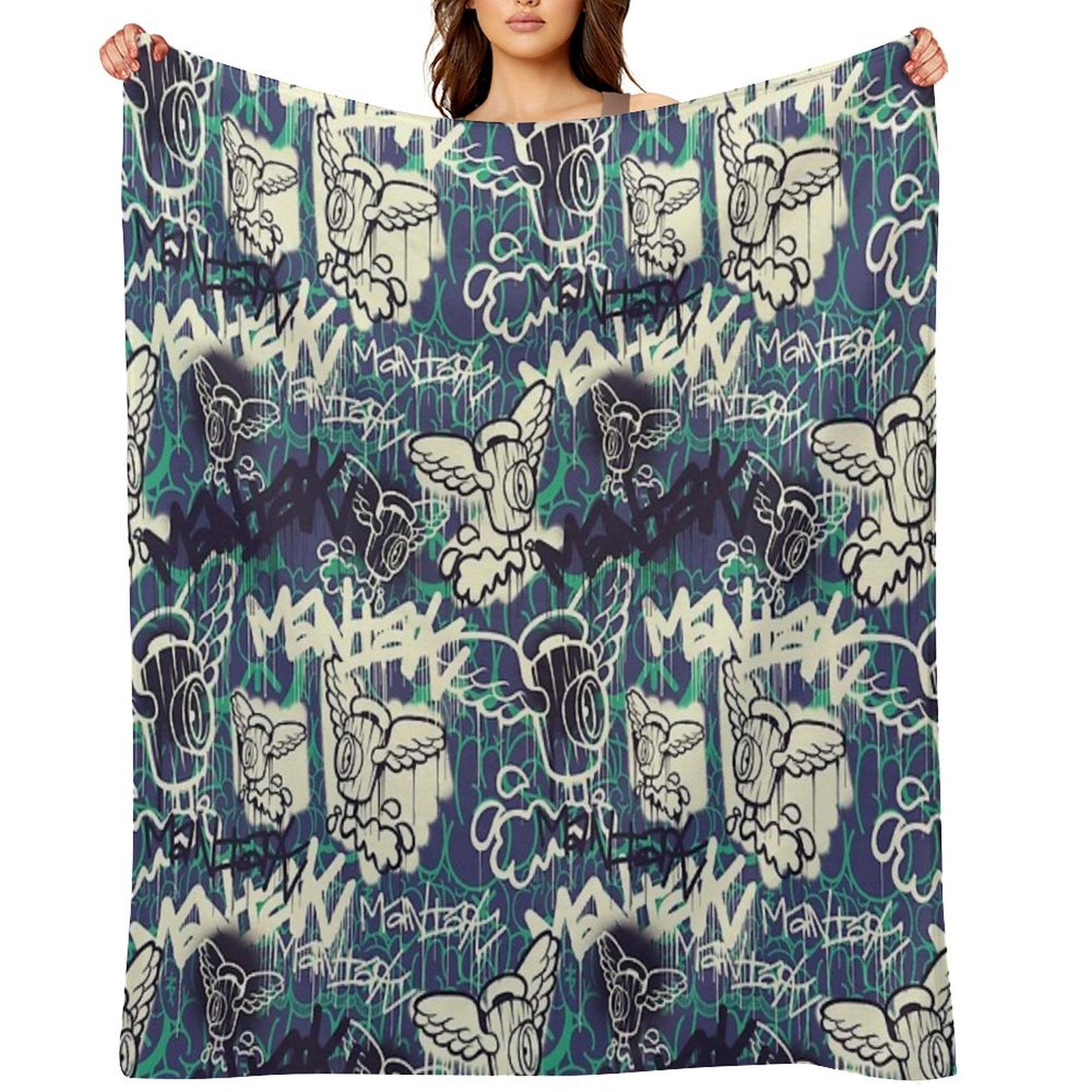 Maniak Spray Cap Angel Patterned Print Premium Throw Blanket