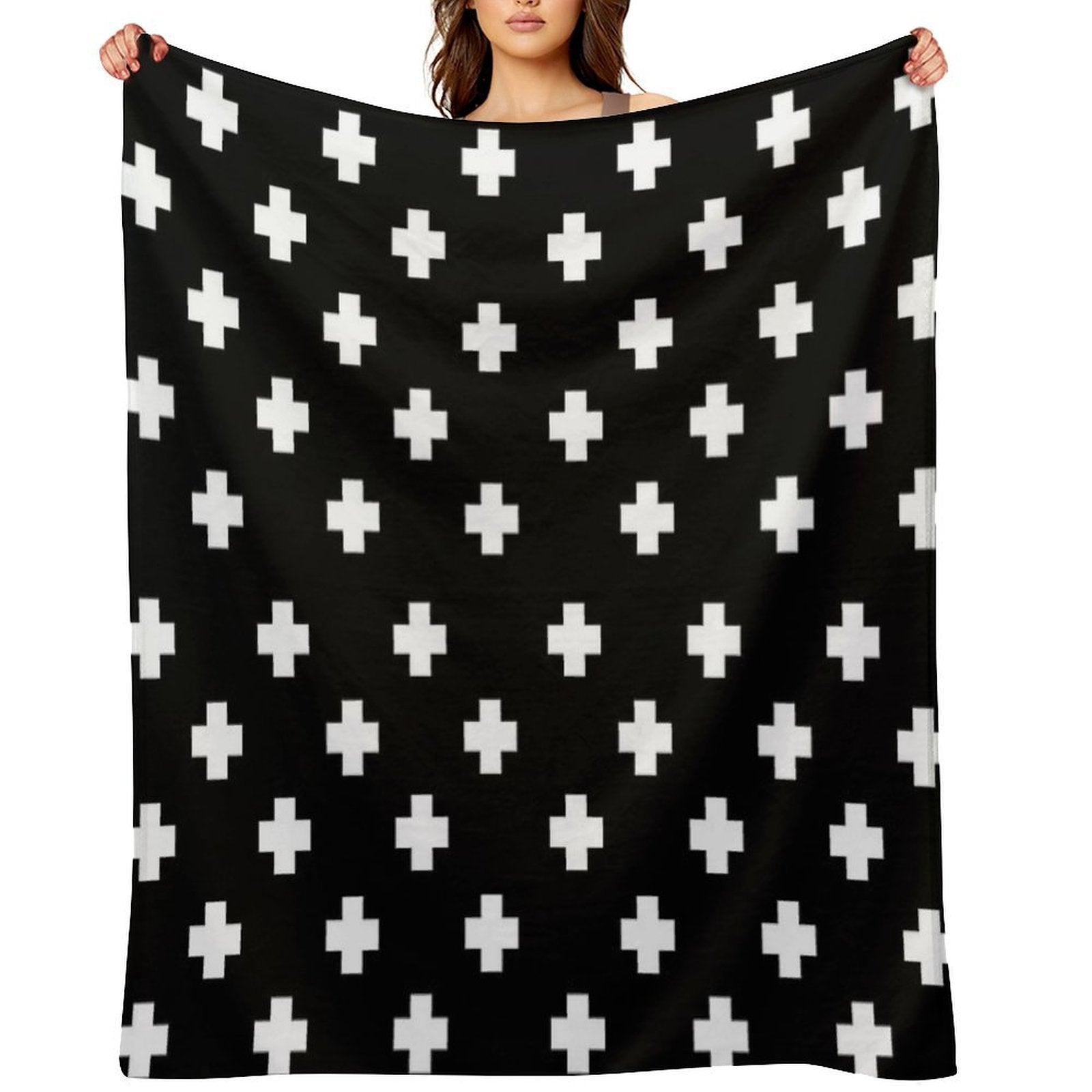 Swiss Cross Pattern Plush Throw Blanket