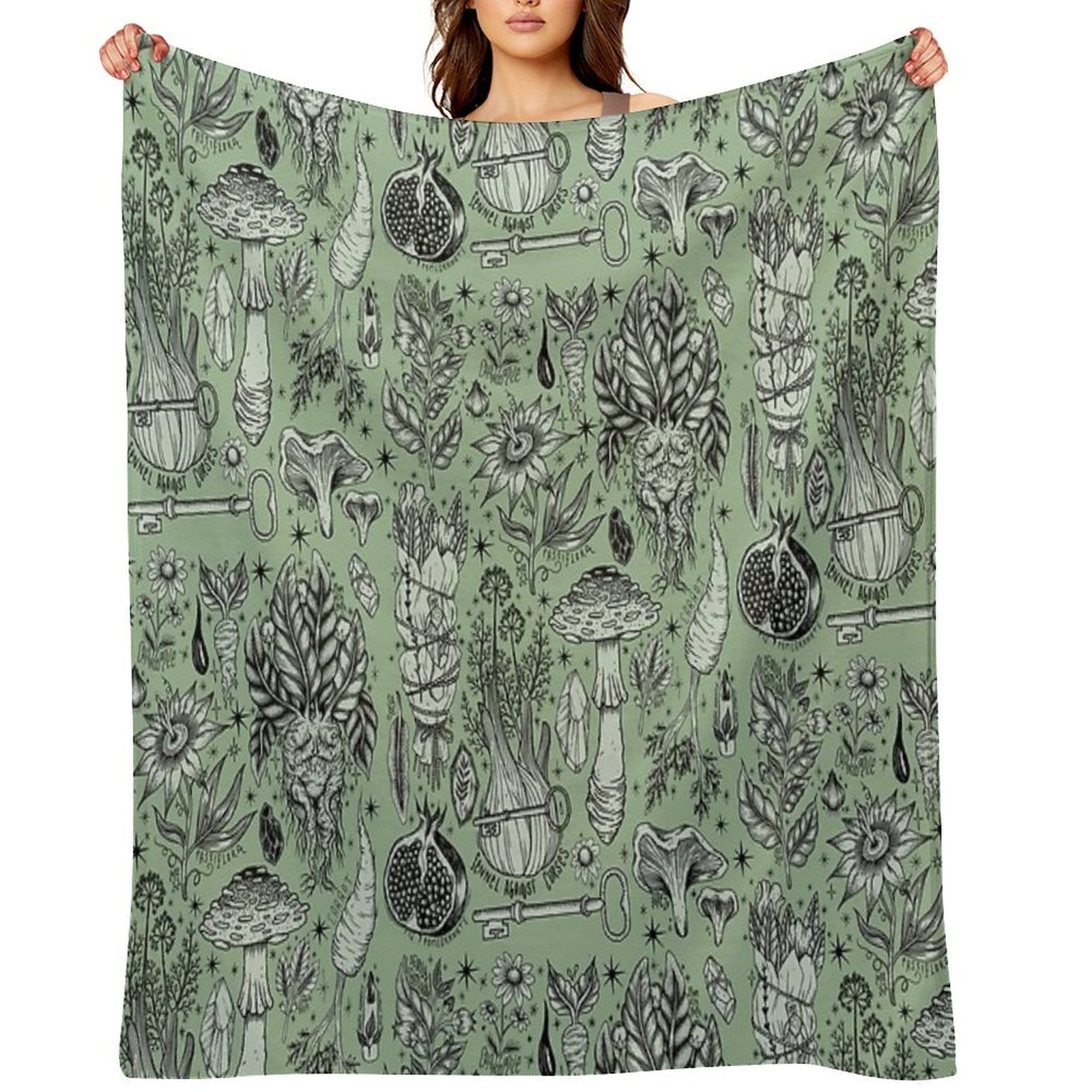 HERBARIUM Machine-washable Throw Blanket