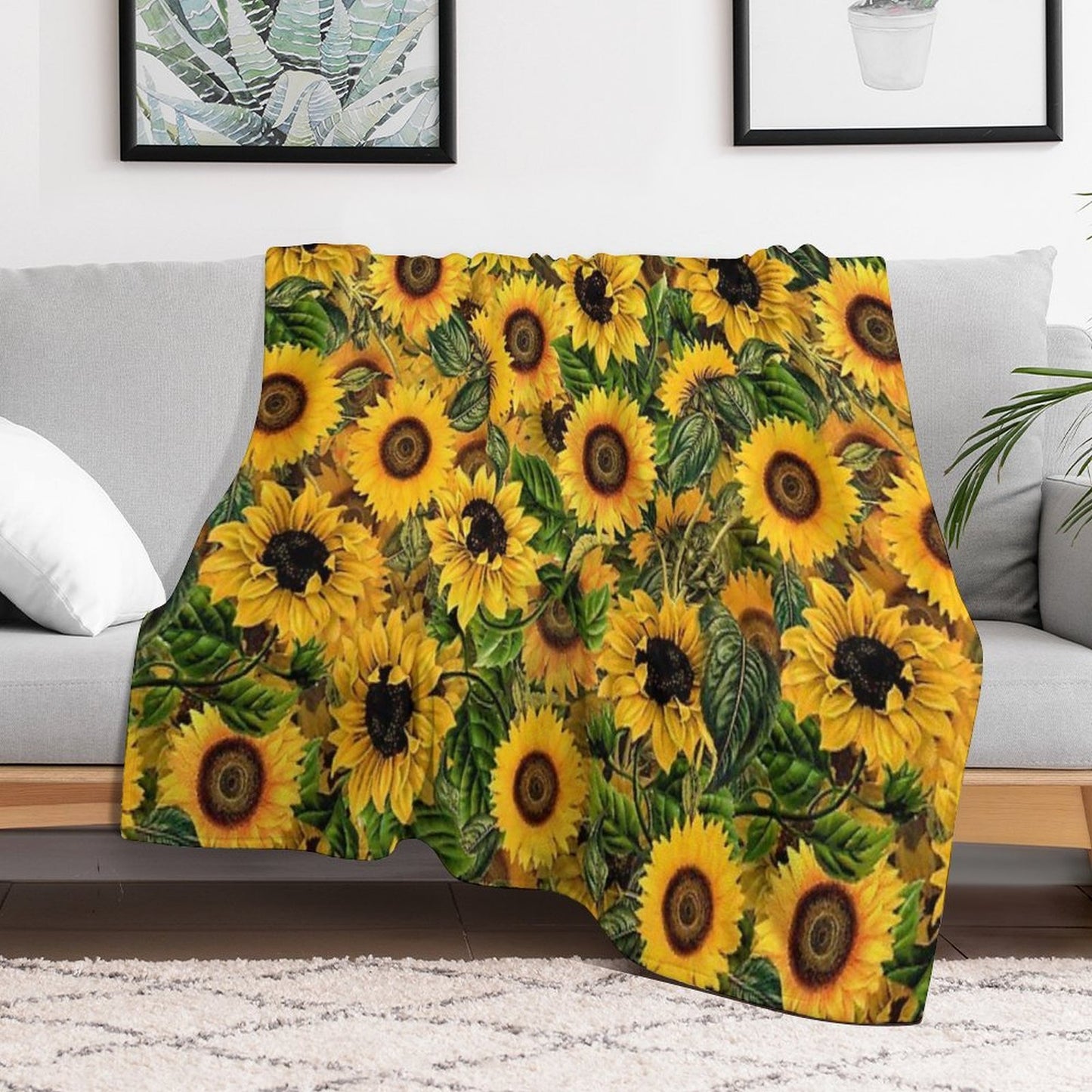 Vintage Sunflowers Pattern Nightgarden Plush Throw Blanket