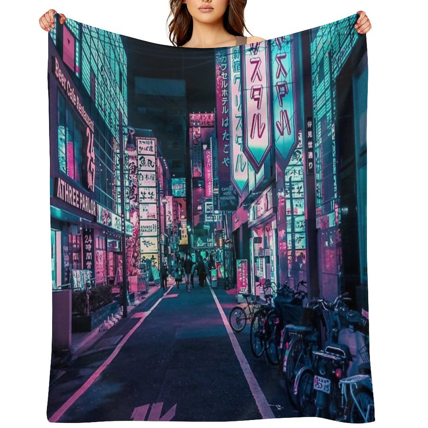 Tokyo - A Neon Wonderland Lightweight Throw Blanket