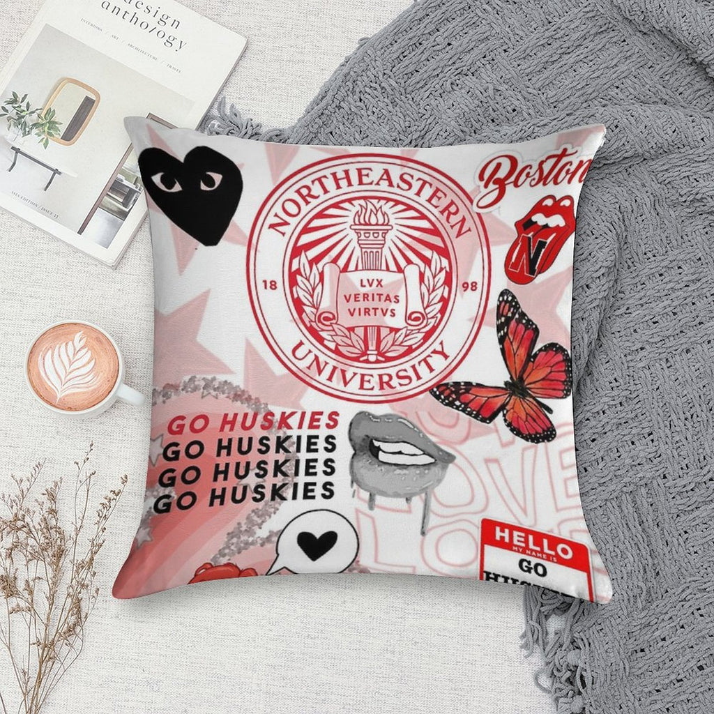 NORTHEASTERN COLLAGE Soft Fade-Resistant Throw Pillow