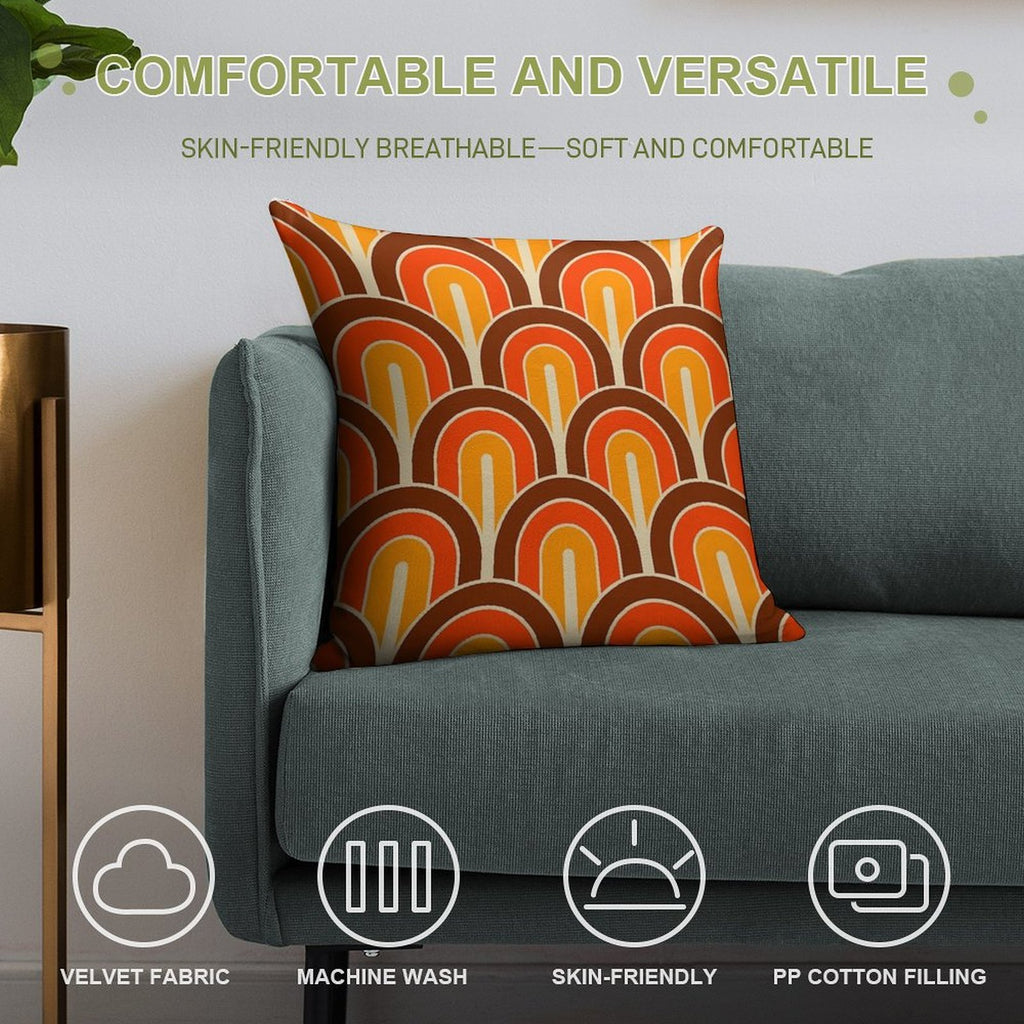 Retro Gradated Geometric Fan Pattern 821 Soft Skin-Friendly Throw Pillow