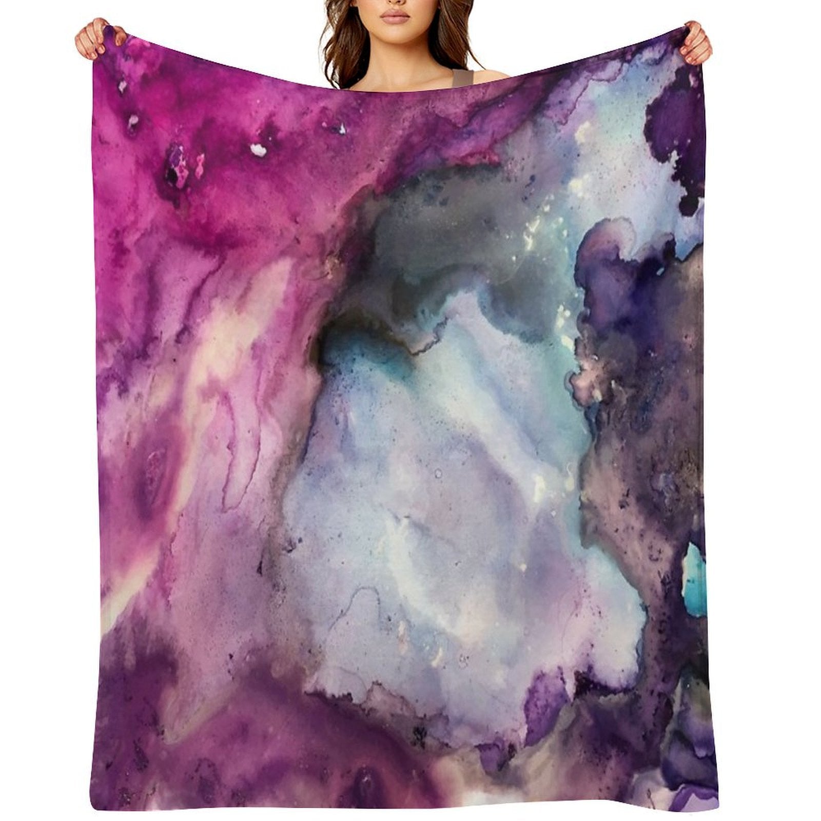 Purple Fusion - Mixed Media Painting Premium Throw Blanket