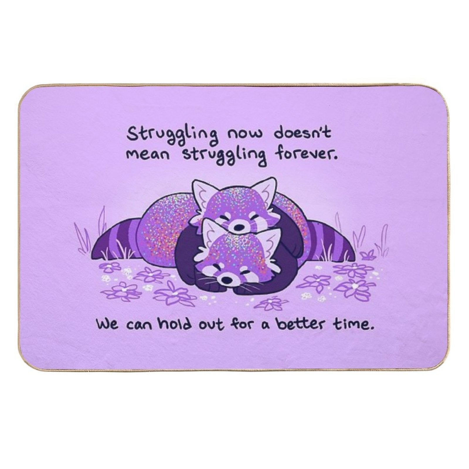 Struggling Now Doesn't Mean Struggling Forever Cuddling Purple Red Pandas  Stain-Proof Bath Mat