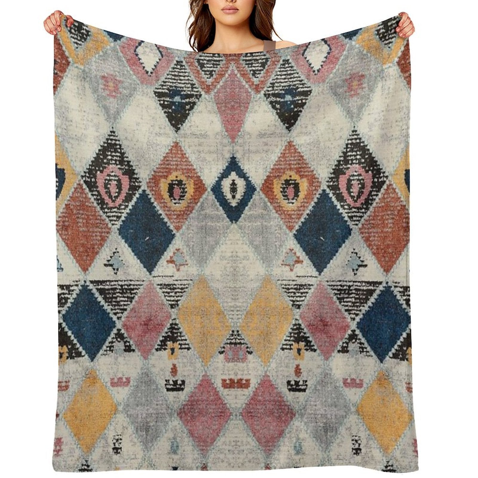 Heritage Bohemian Rug Style Easy Care Throw Blanket
