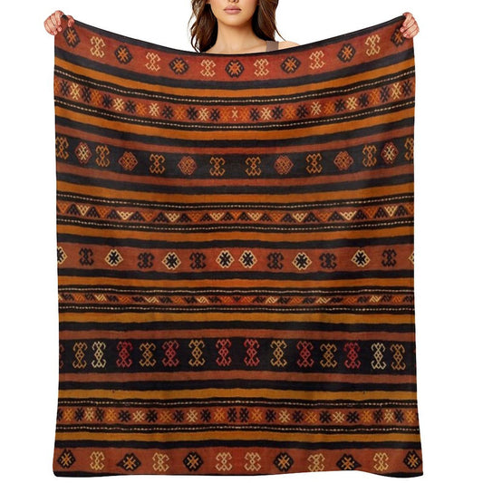 Moroccan Traditional Berber Artwork Design Compact Throw Blanket