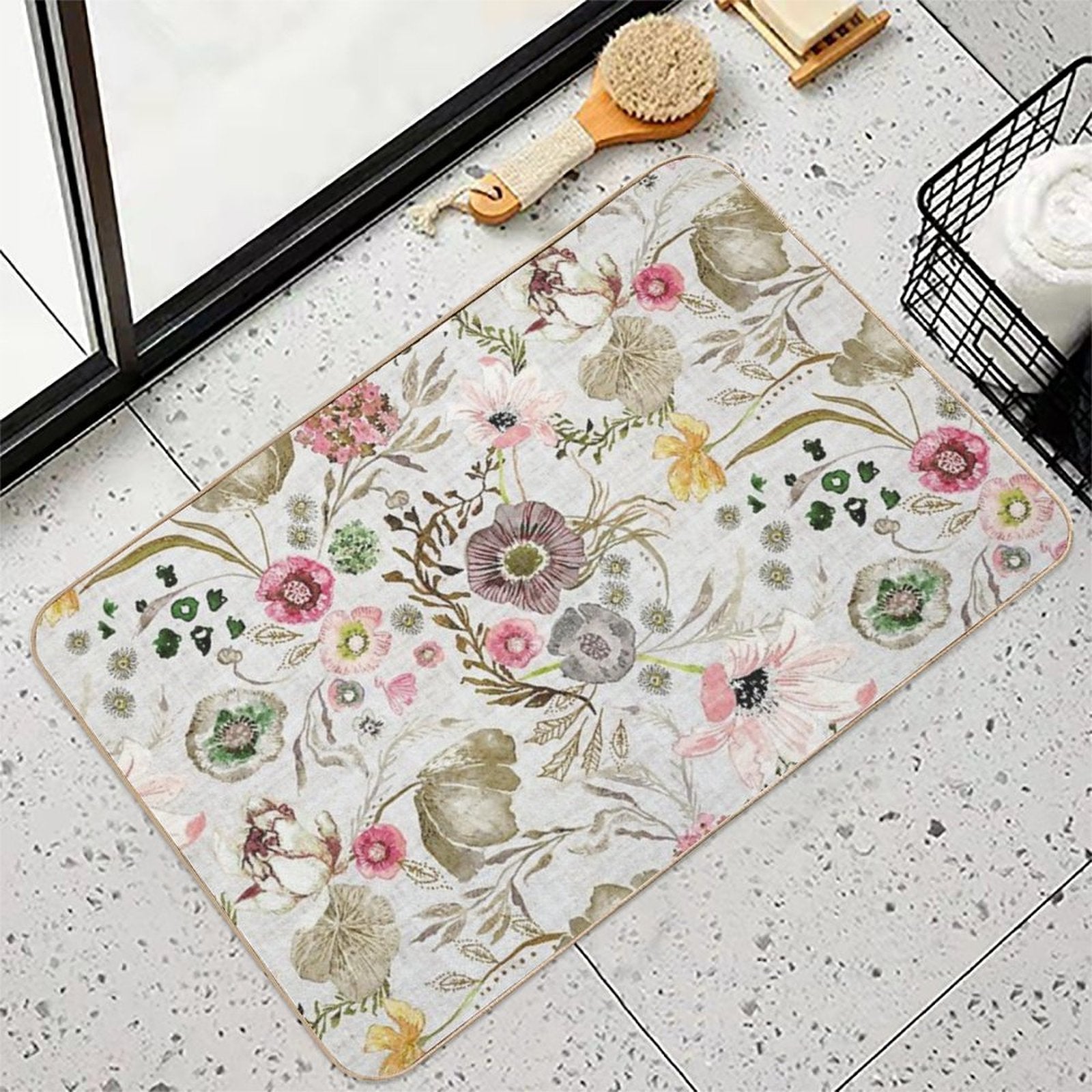Atlantis Floral (golden)  Pet-Safe Bath Mat