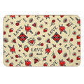 Old School Pattern, Tattoo, American Traditional, Flash, Vintage, Sailor, Ink, Rose,  Easy Maintenance Bath Mat