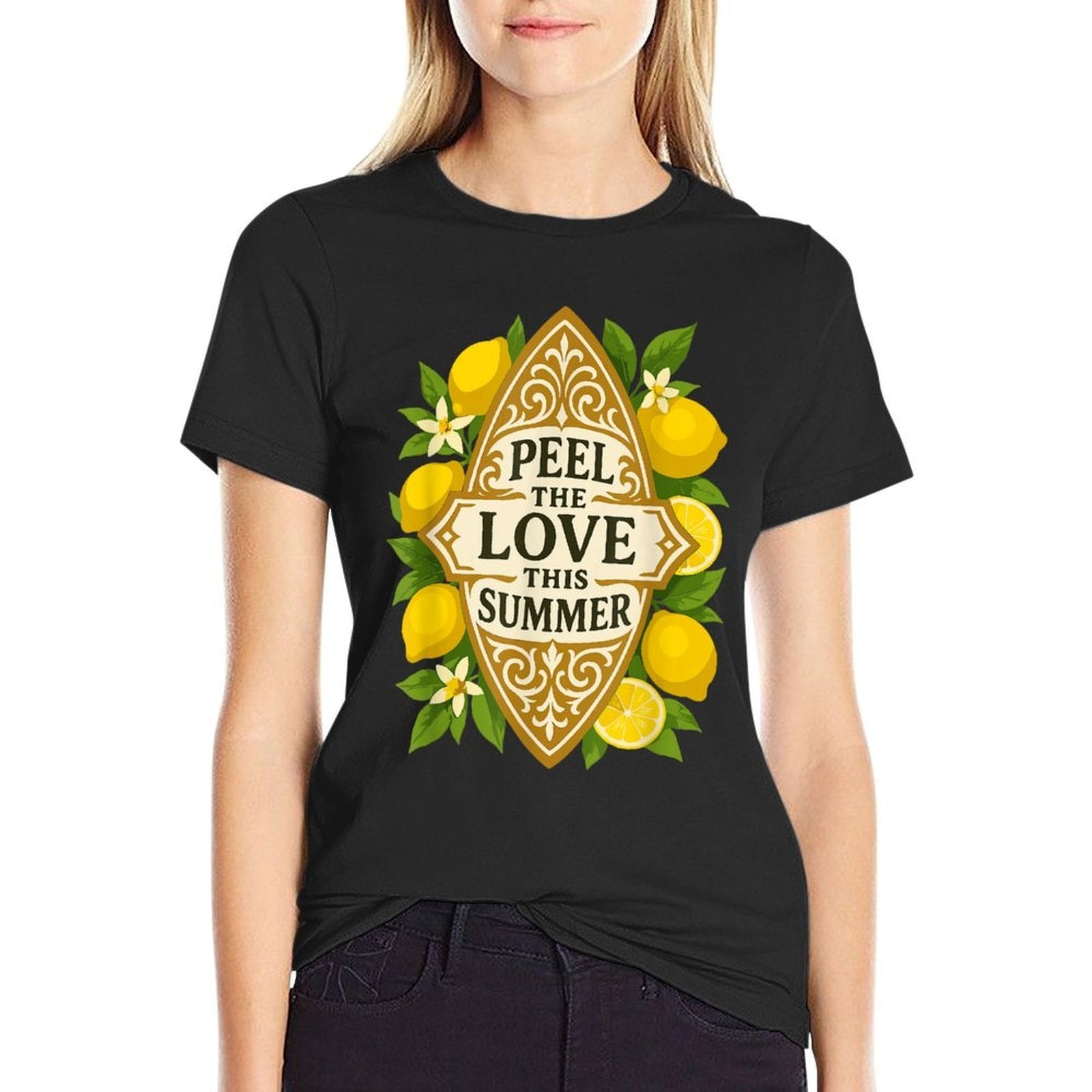 Retro Aesthetic Lemons Citrus Fruit Floral Funny Summer Pun  Oversized Silhouette T-Shirt