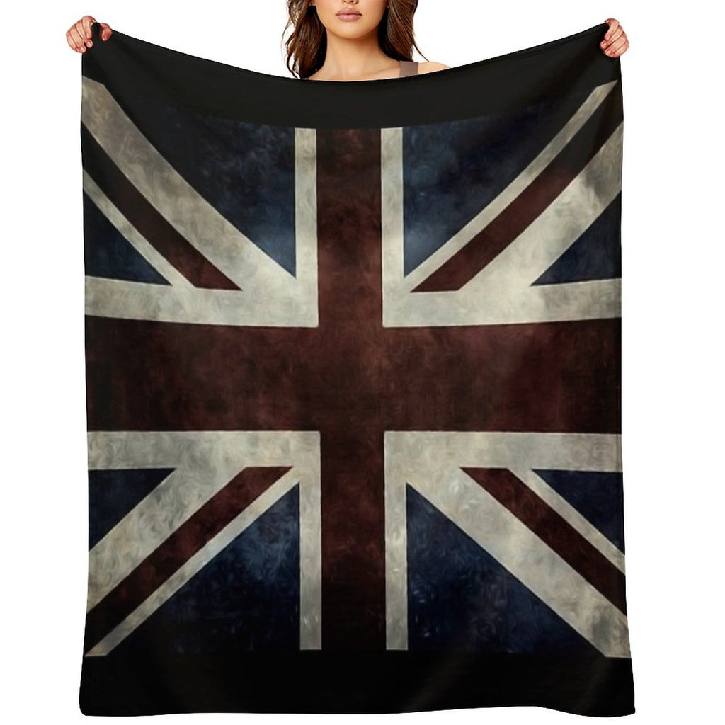 A Grunge Looking Distressed Union Jack Uk Version Machine-washable Throw Blanket
