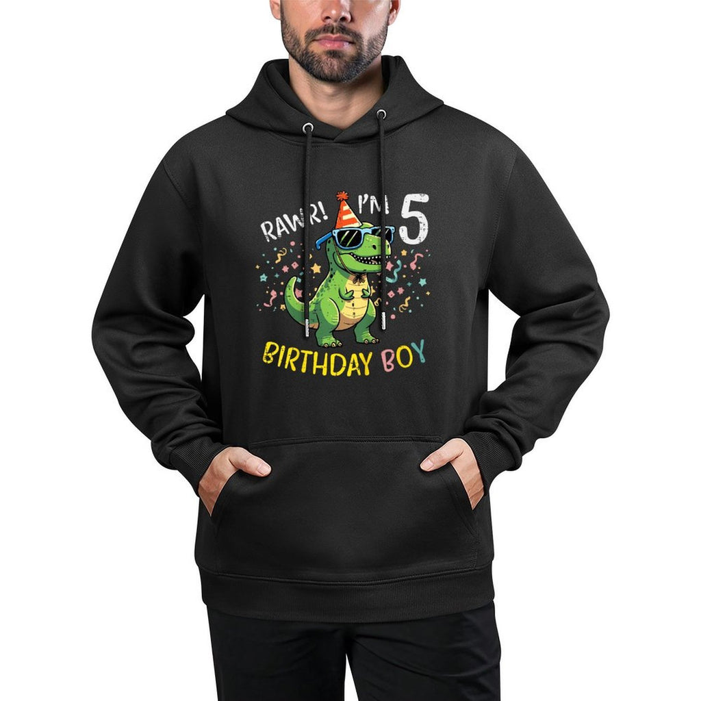 Kids 5th Birthday Trex Bday Boy Rawr Im 5 Years Old Boys Kids Medium-Weight Fabric Hoodie
