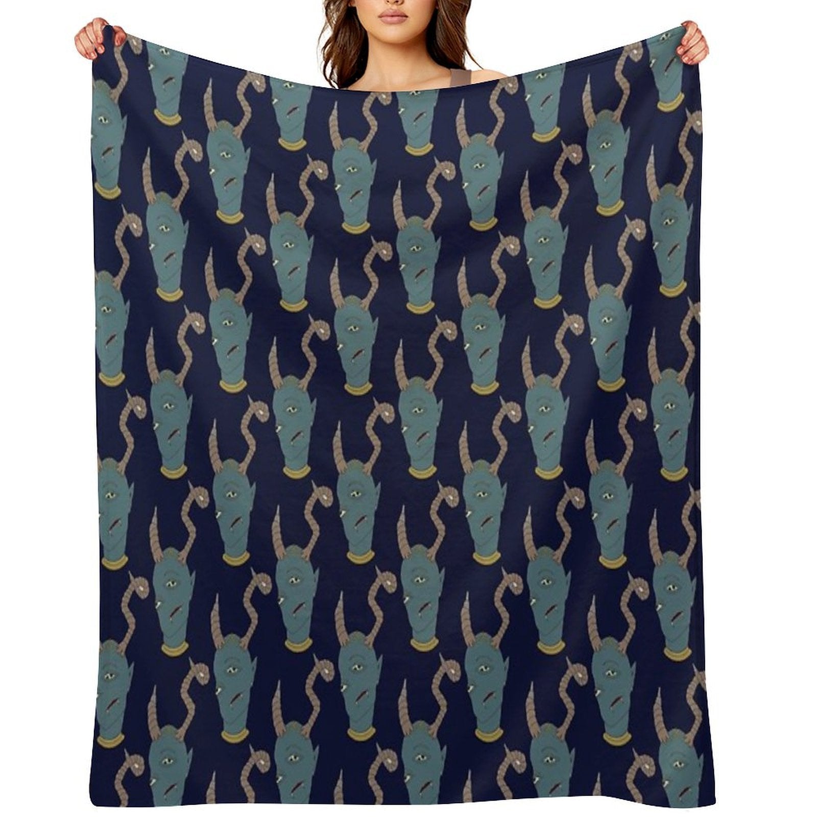 Exhausted Monster Face Sustainable Throw Blanket