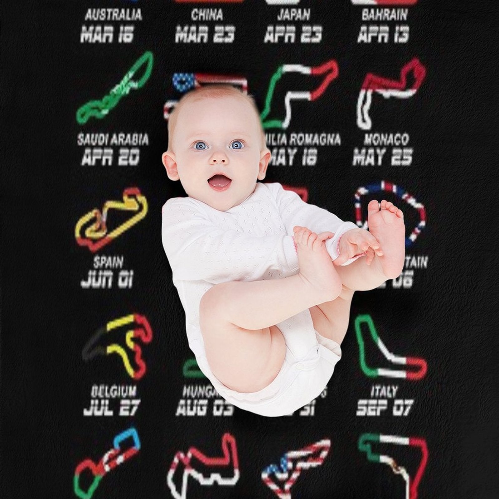Calendar Formula Race Cars 2025 Circuits Colors Velvety-soft Throw Blanket