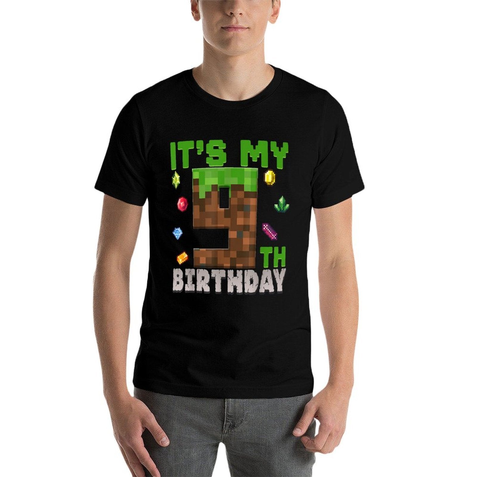 Birthday Boy It's My 9th Birthday 9 Year Old Pixel Gamer  Easy-care T-Shirt