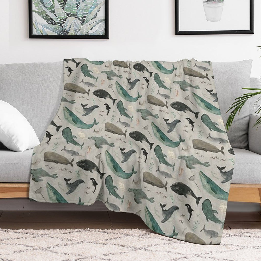 Whale Song Gray All-season Throw Blanket