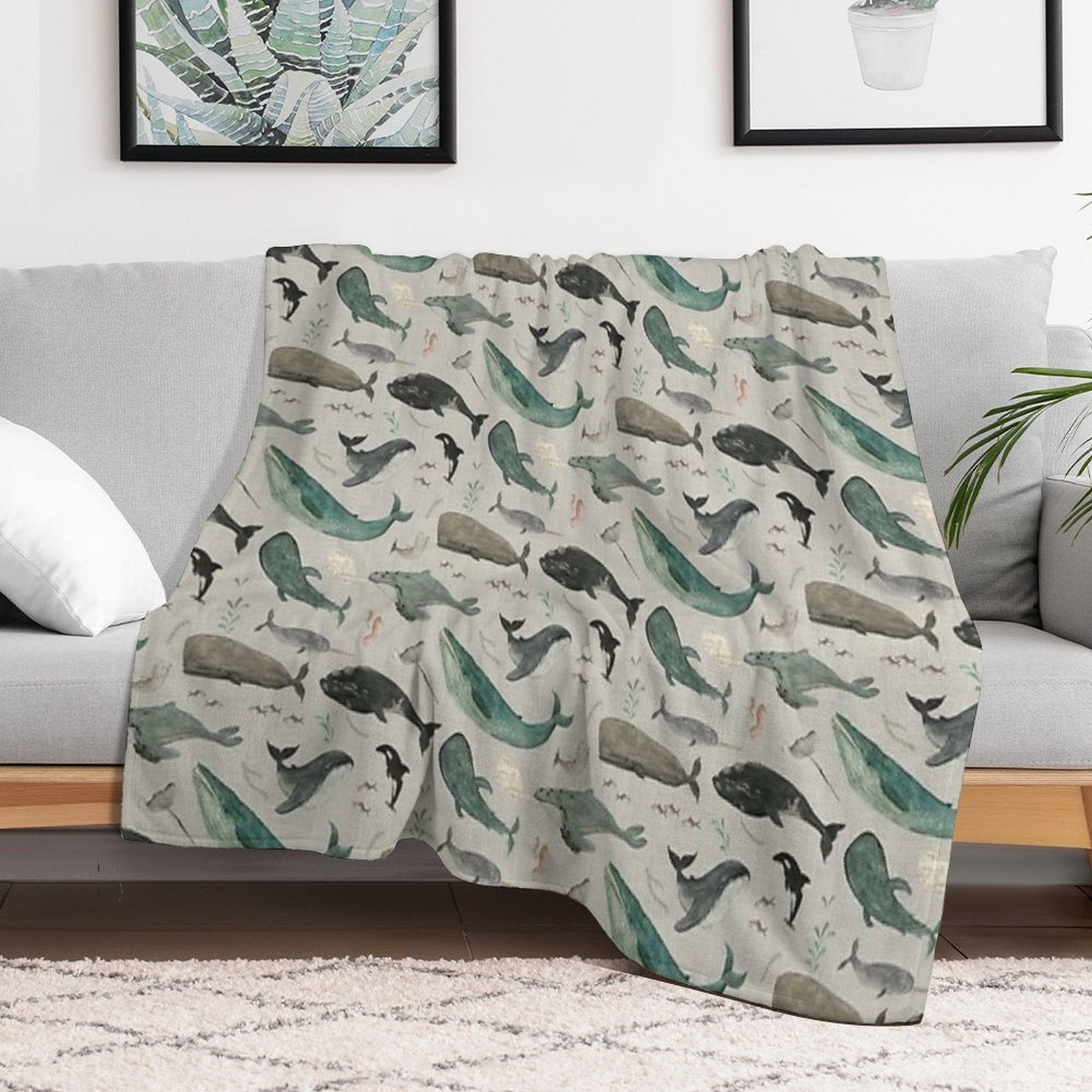 Whale Song Gray All-season Throw Blanket