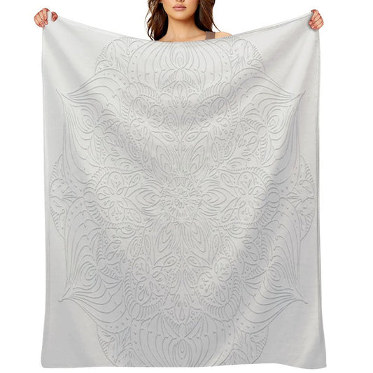 White Lace Mandala Travel-friendly Throw Blanket