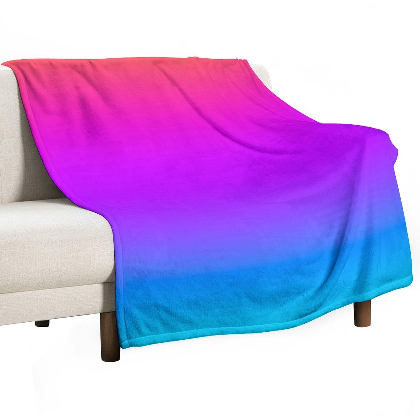 Blue Purple Orange Aqua Ombre Machine-washable Throw Blanket