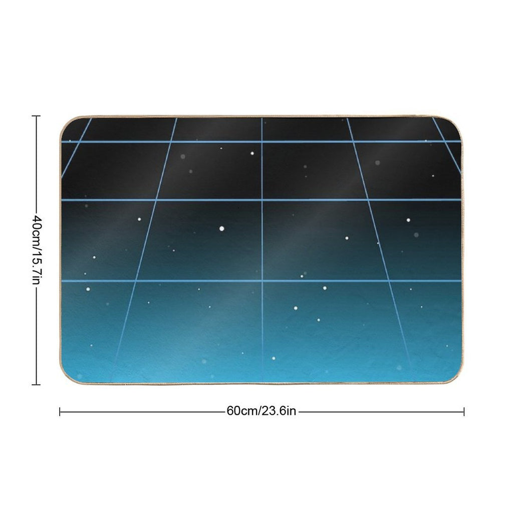 Blue-ish Retro Neon Minimalist  Easy Maintenance Bath Mat