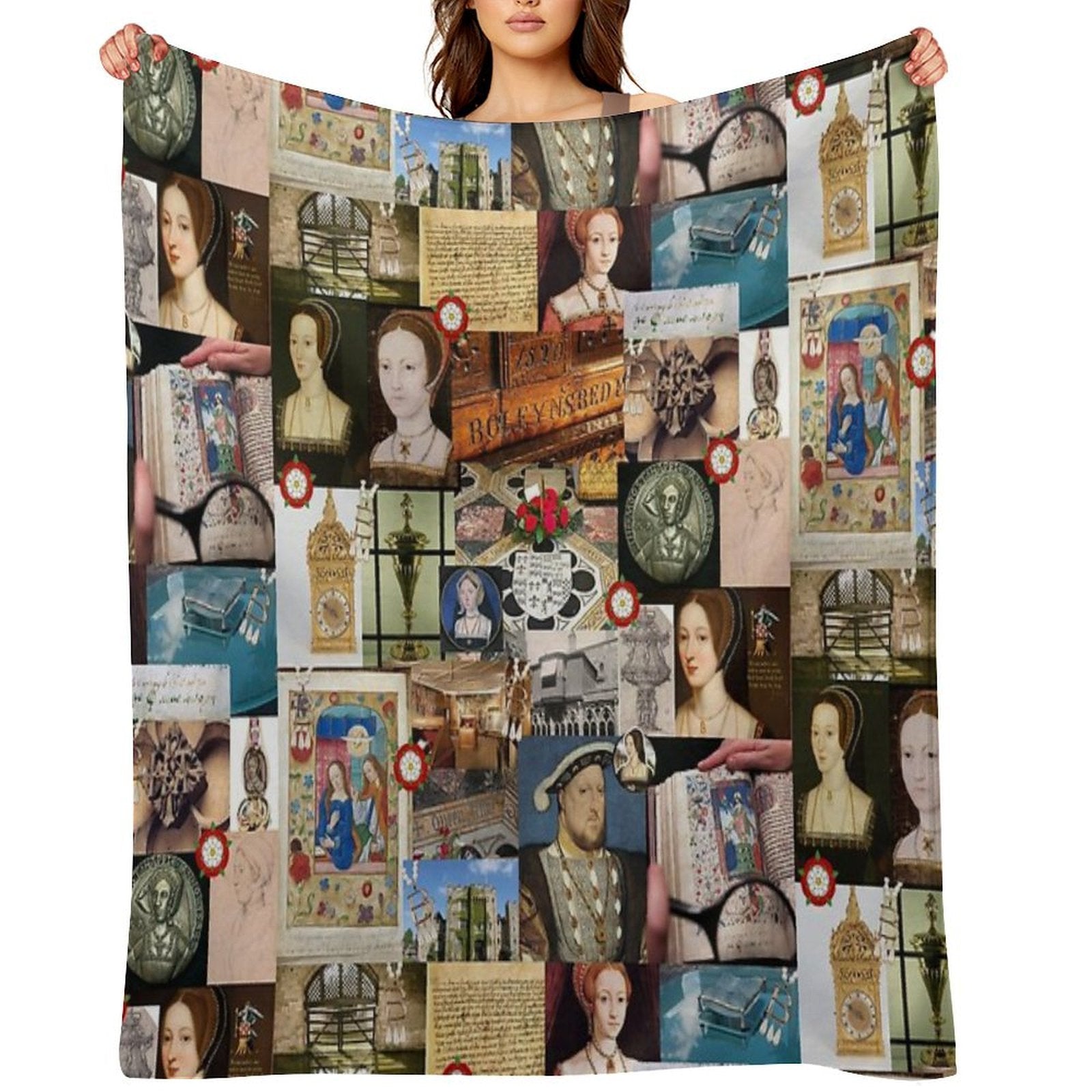 Anne Boleyn Collage Velvety-soft Throw Blanket